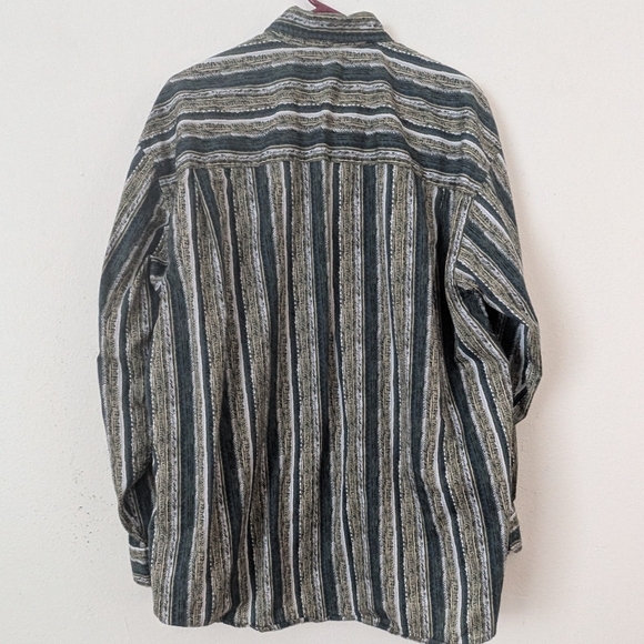 Vintage 90s Greg Norman Funky Stripe Button Down Shirt, Size Large - Picture 9 of 10